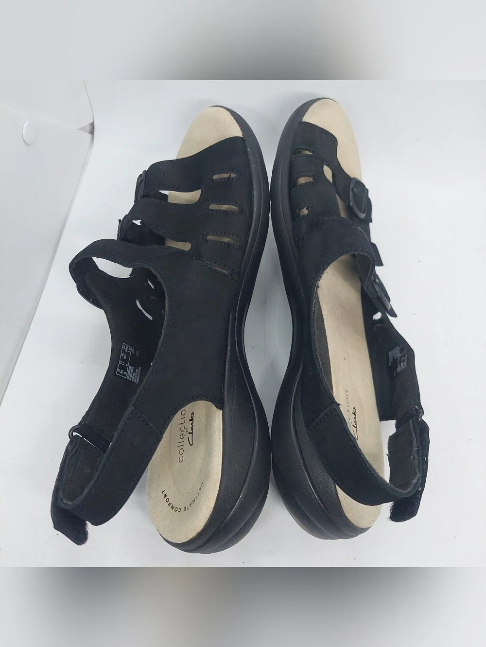 Clarks Saylie Quartz Sandals Black Womens Size 11M Comfort Shoes Adjustable